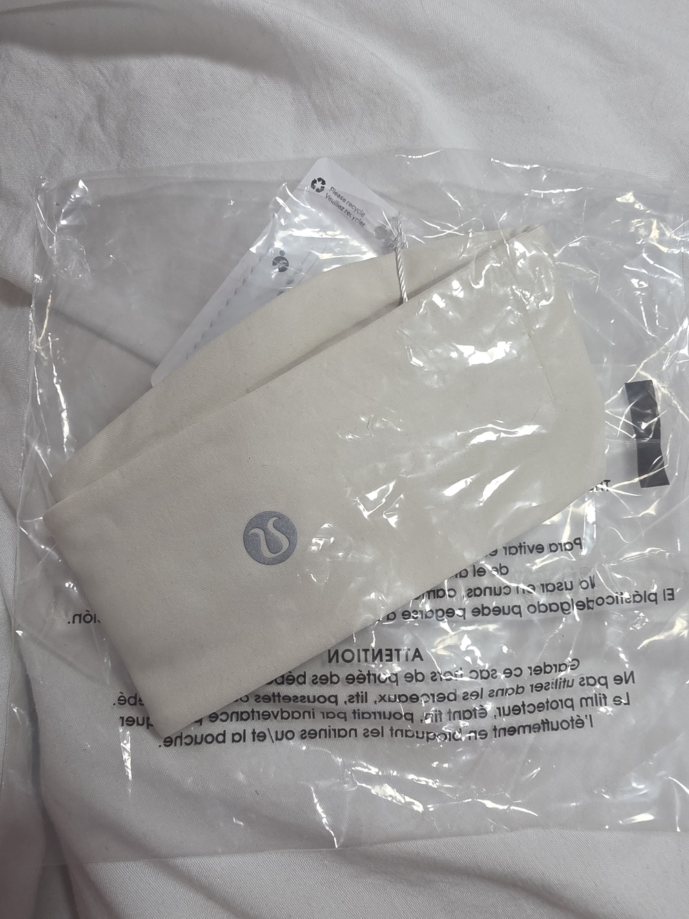 lululemon cream Fly Away Tamer Headband with Logo Tag